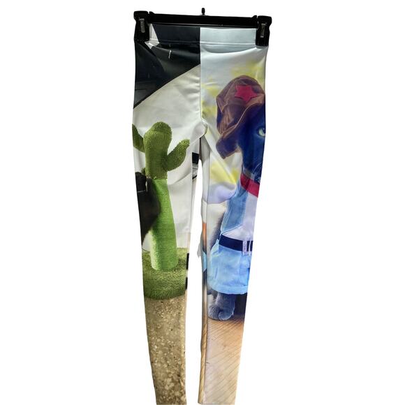 Rock Da Dog Womens size XS Graphic Animal Cat and Cactus Leggings - Picture 1 of 6